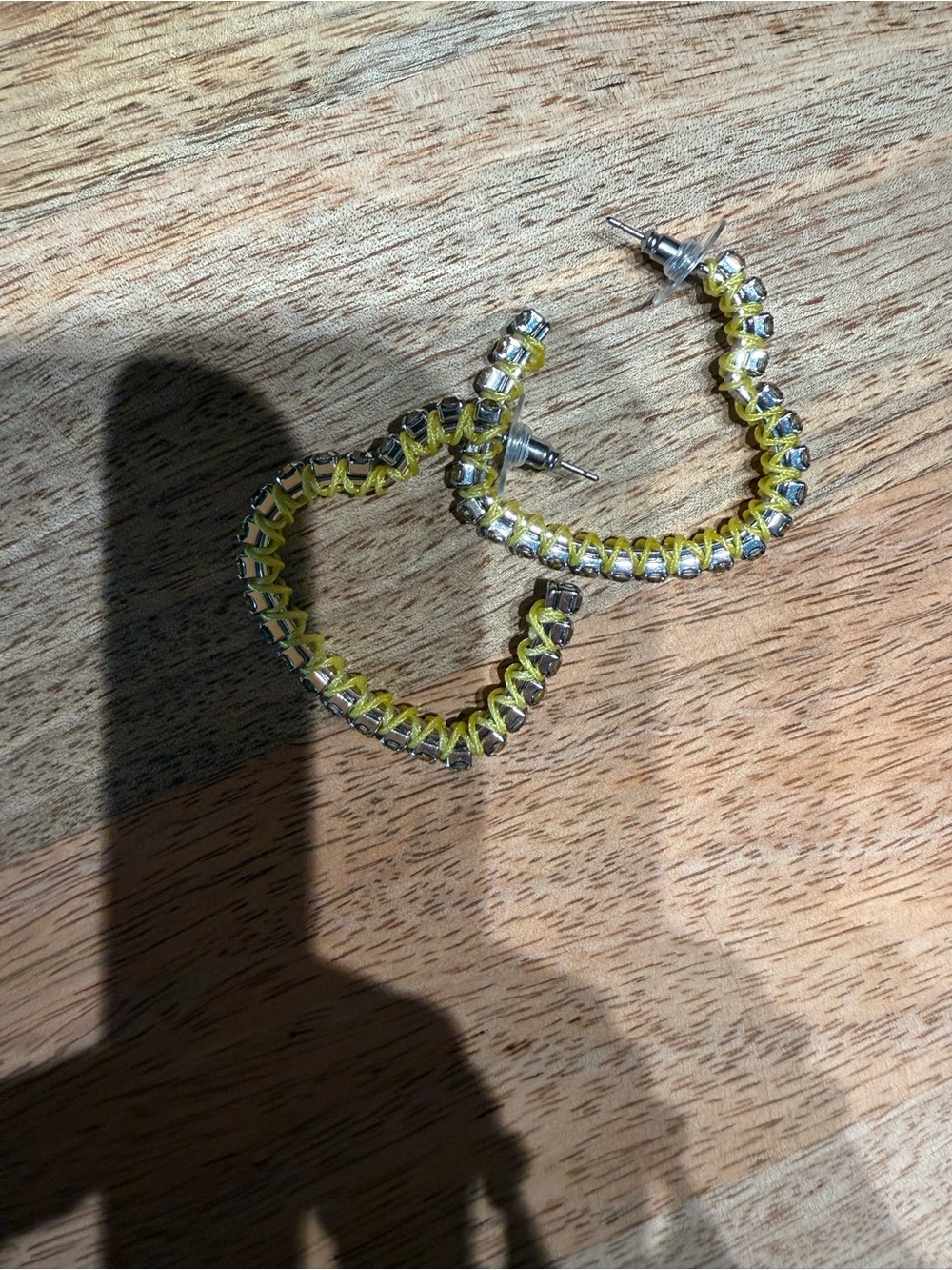 Yellow Crystal Wrapped Heart Hoop Earrings - Women Jewelry